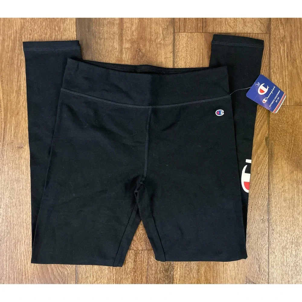 Champion Girls XL 14 16 Athletic Pants Active Wear Legging Script Logo Black New